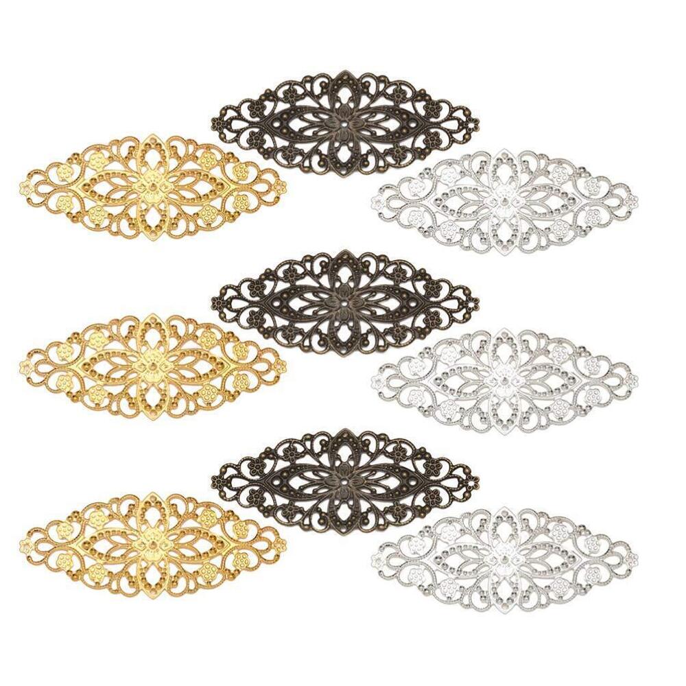 1052 30pcs Round Flower Filigree Connectors Charms Pendants Metal Hollow